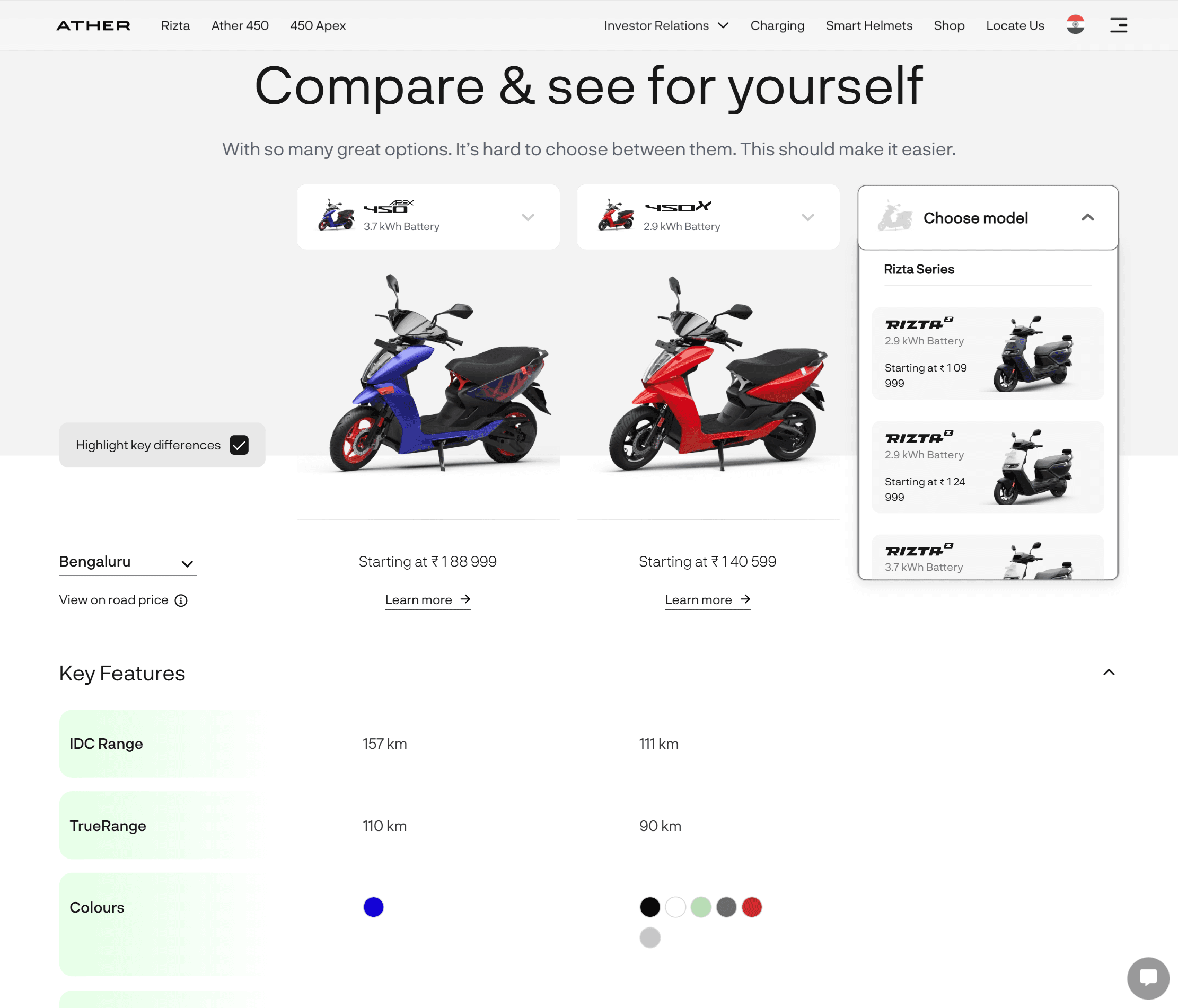 Ather Compare Page